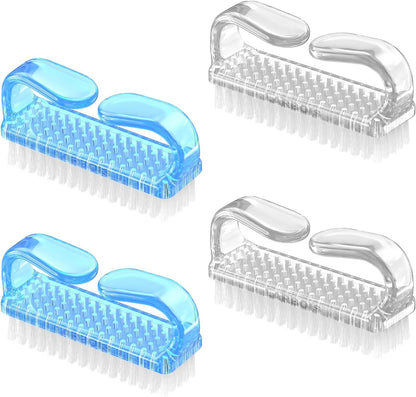 Larbois Handle Grip Nail Brush, Nail Brushes Hand Fingernail Brush Cleaner Scrubbing Kit Pedicure for Toes and Nails Men Women (4 Pack)