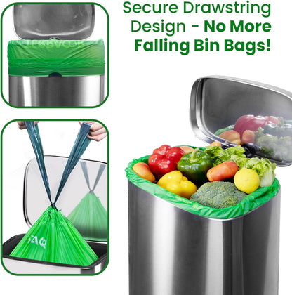 13 Gallon Compostable Trash Bags Drawstring, Heavy Duty Extra Thick 1 Mil, 35 Bags, Tall Kitchen Food Scrap Waste Bag, ASTM D6400