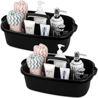 Large Cleaning Supplies Caddy Portable Shower Basket Supply Organizer with Handle Plastic Bucket Tool Storage for Bathroom, Bedroom, Kitchen, College Dorm, Garden, Dark Gray 2 Pack