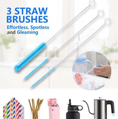 4-in-1 Bottle Brush, Long Handle Water Bottle Brush & Straw Cleaner Brush, Lid Brushe, for Cleaning Water Bottle, Flask, Wine Decanters, Coffee Mugs,Baby Bottles