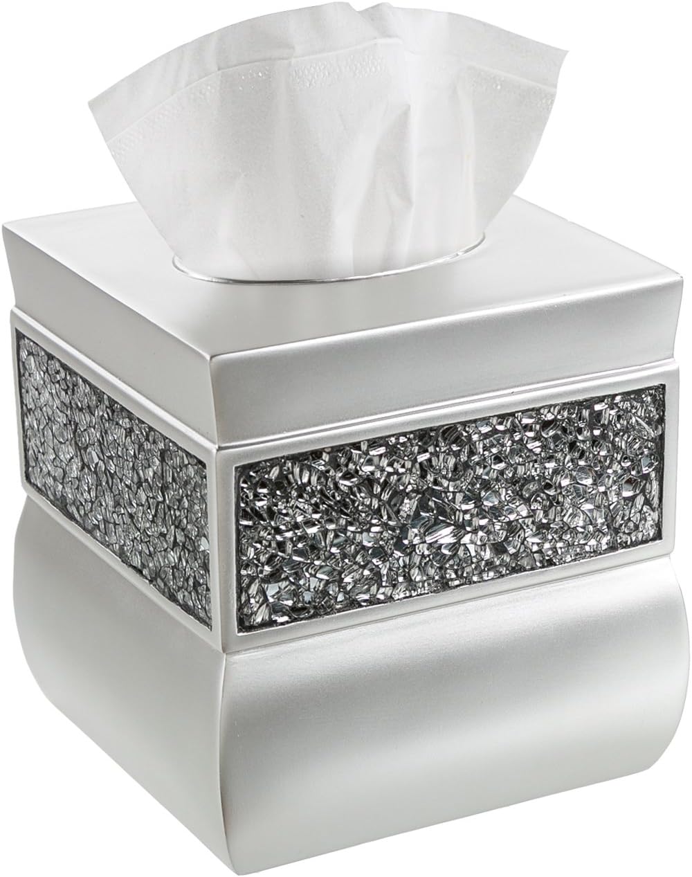Creative Scents Crackled Glass Toilet Brush with Holder - Silver Toilet Bowl Cleaner Brush and Holder - Good Grip, Deep Cleaning, Decorative Design Compact Toilet Bowl Scrubber