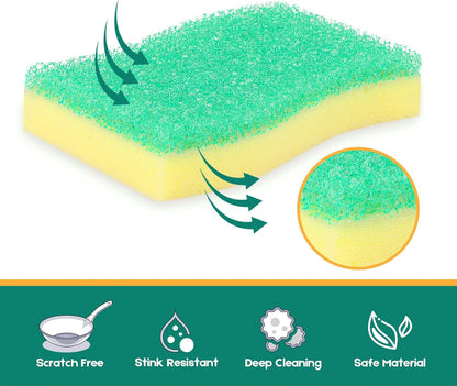 LAUNDRYLUX Scrub Sponge, Dual-Sided Temperature-Responsive Scrubber - Non-Scratch - Multipurpose Dish Sponges for Kitchens, Bathrooms, and Outdoor Use - 3 Pack