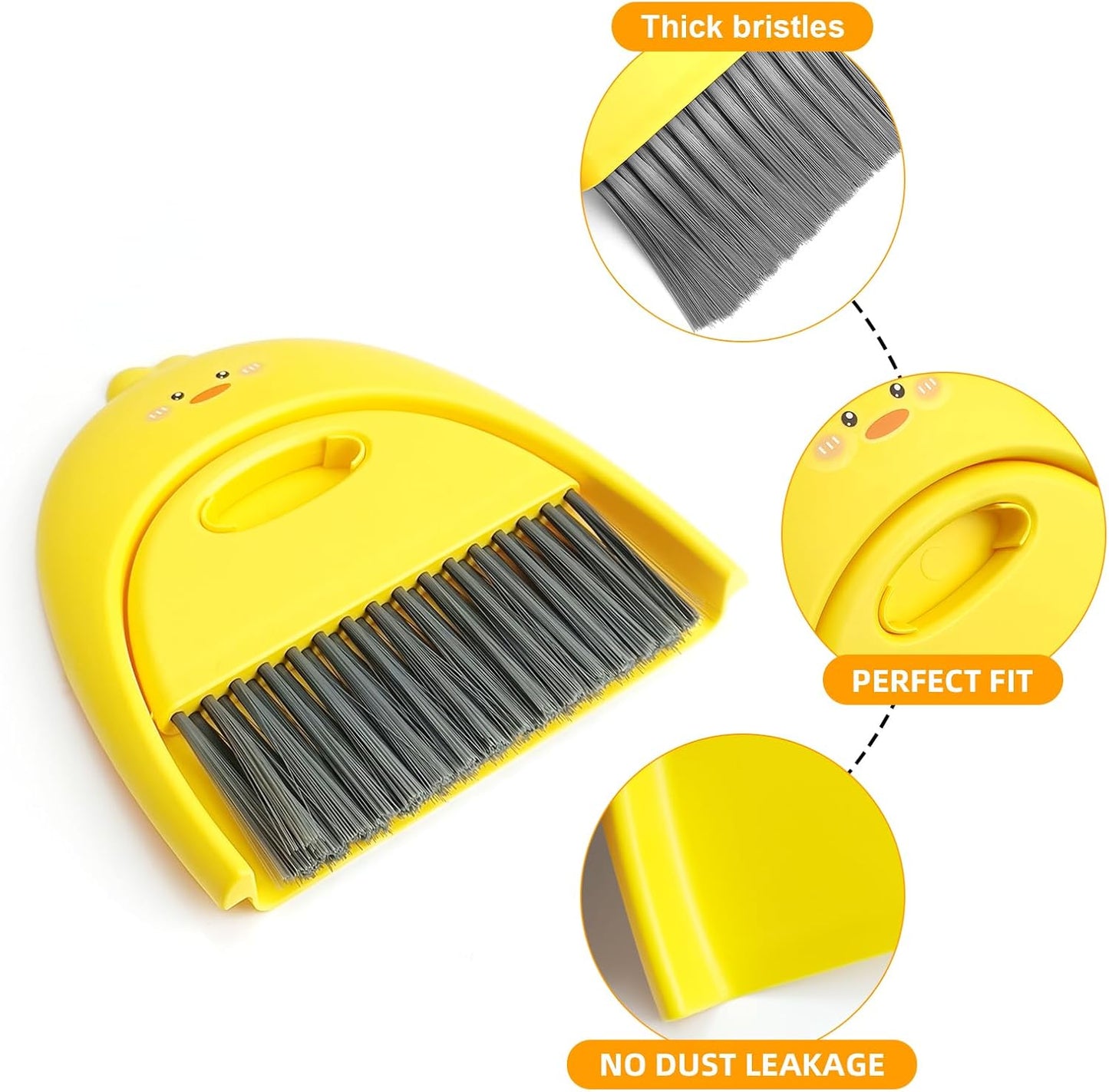 Small Broom and Dustpan Set,1pc Dust Pan and Brush Set,Cute Little Yellow Hand Mini Broom and Dustpan Set,Small dust pan Mini for Tabletop Debris,Keyboards&Clean Pet Cages Guinea Pig Cage(Chick)
