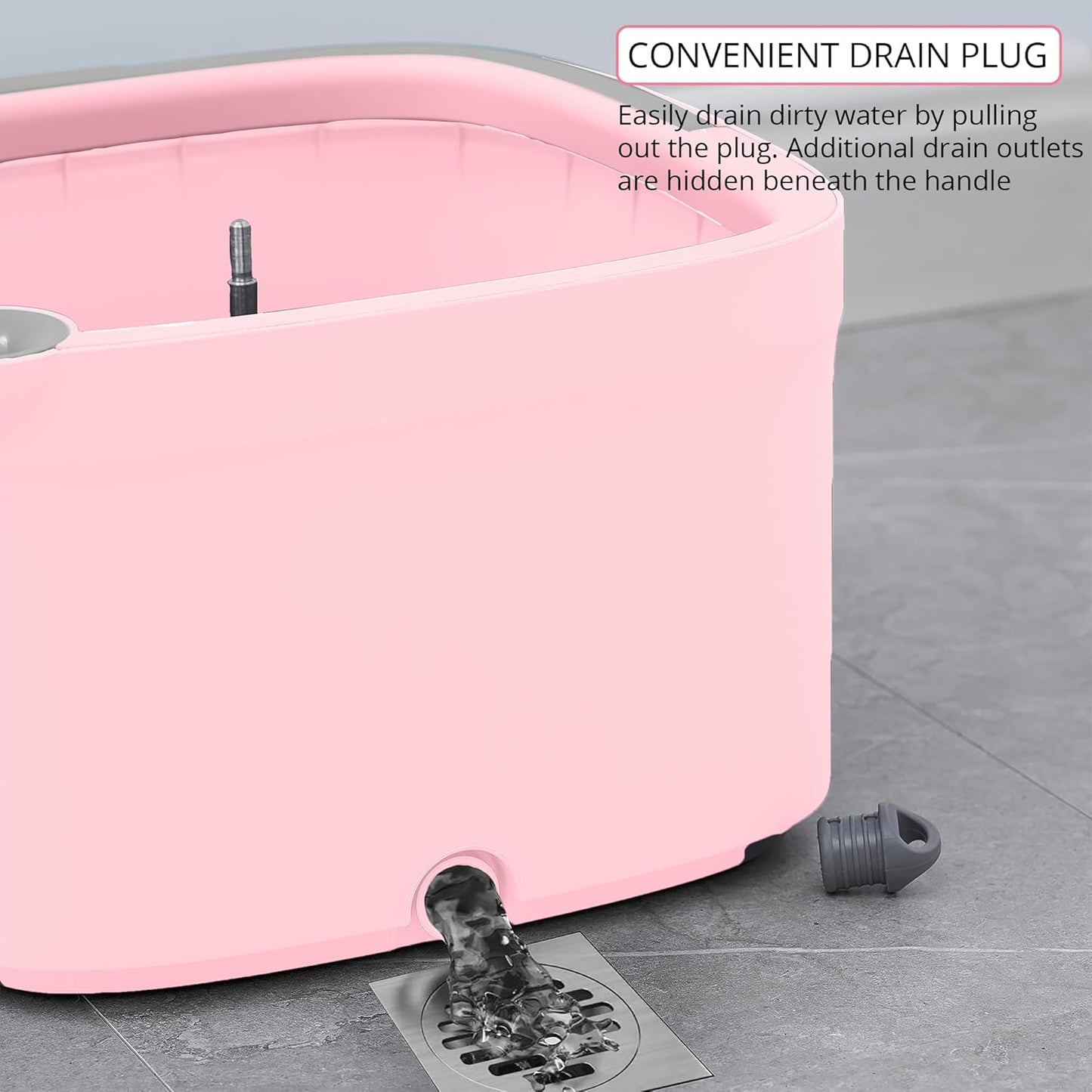Square Spin Mop and Bucket Smart Floor Mop with Separate Compartments for Clean and Dirty Water, Self Cleaning with 2 Machine Washable Pads, First Launch Limited Edition Rose