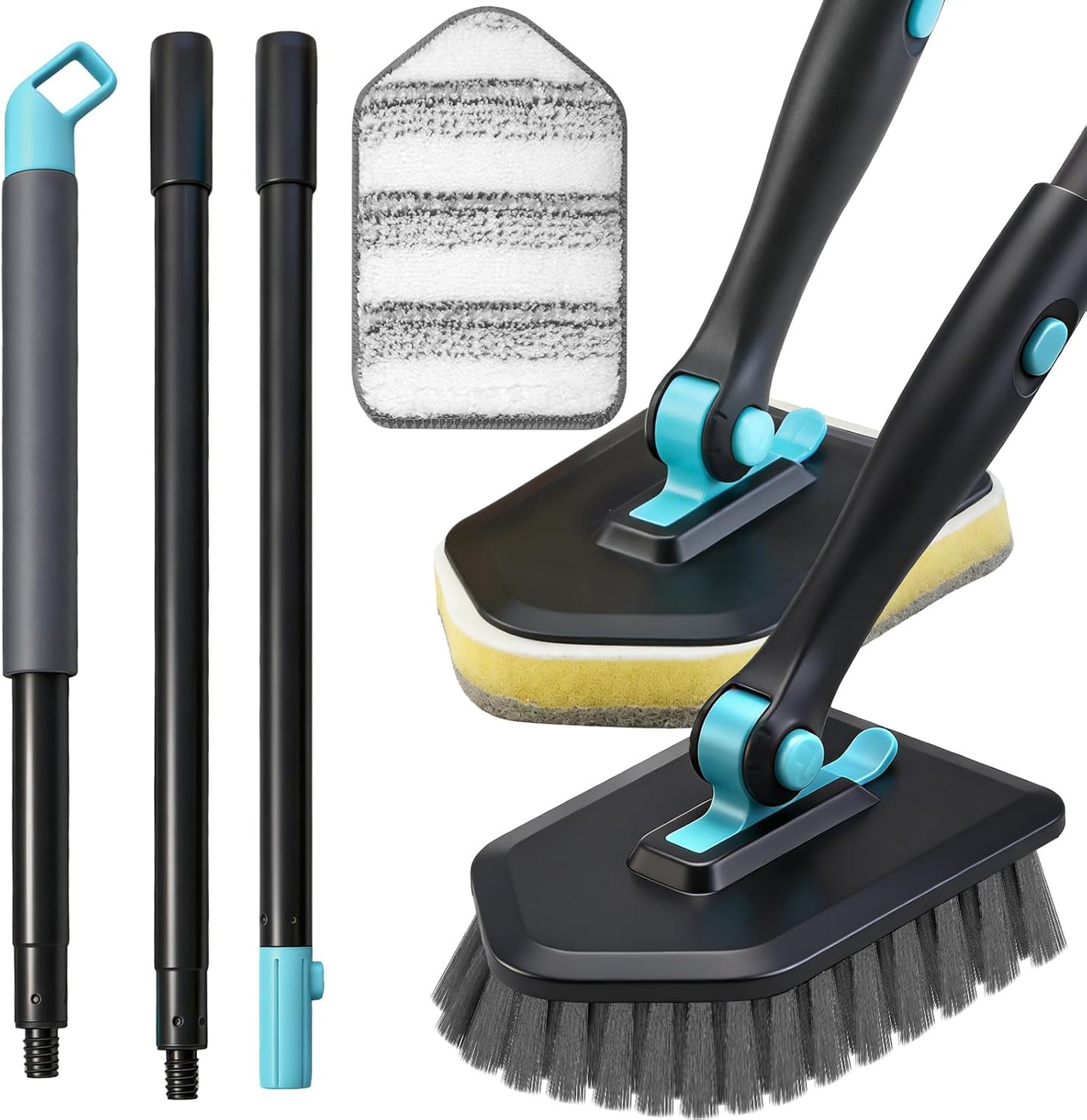 Long Handled Scrub Brush for Shower，3-in-1 Cleaning Brushes with 3 Different Function Cleaning Heads Brush for Shower Cleaning Bathroom Kitchen Walls Tub Tile