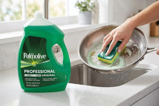 Palmolive Ultra Professional Original Degreaser Dish Soap Refill, 145 Fl Oz, bundled with Heavy Duty Scotch Brite Sponge
