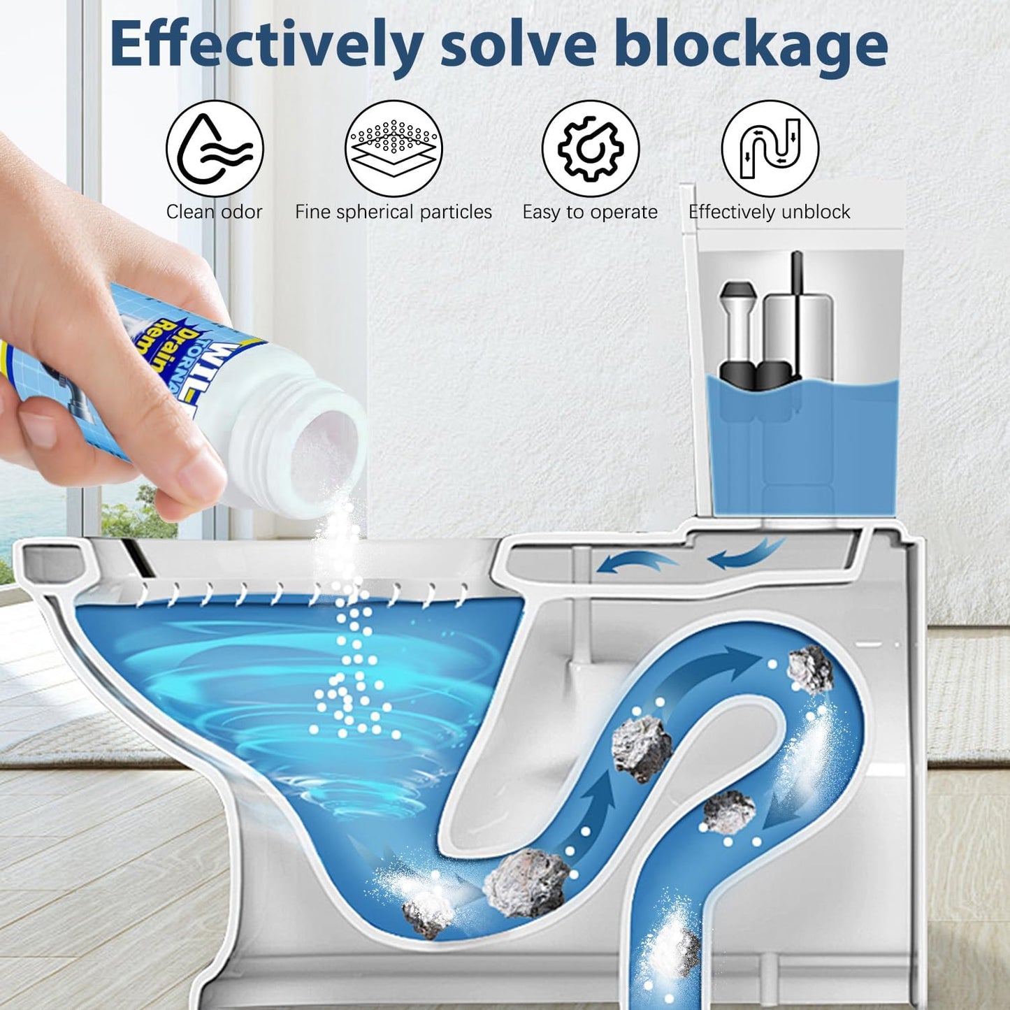 Wild Tornado Pipe Dredge, Fast Foaming Drain Clog Remover for Sink & Kitchen (4pcs)