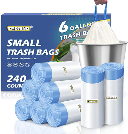 3 Gallon Trash Bags Drawstring 0.96 Mil - 120 Count 12 Liter Small Garbage Bags for Bathroom, Strong White Unscented Plastic Wastebasket Bin Liners for Toilet Office and Bedroom