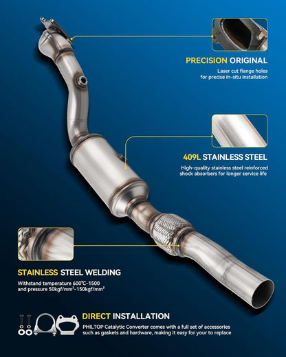 PHILTOP Left and Right Catalytic Converter Replacement For 2005-2010 300 2.7/3.5L V6 RWD, 2006-2010 Charger 2.7/3.5L V6 RWD, 2005-2008 Magnum 2.7/3.5L V6 RWD Replace 55434, 55433 (EPA Compliant) - Colors A