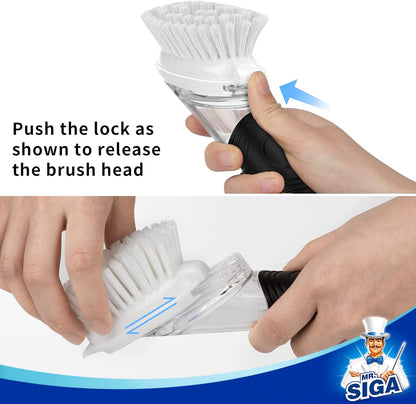 MR.SIGA Soap Dispensing Dish Brush Refills, 4 Pack
