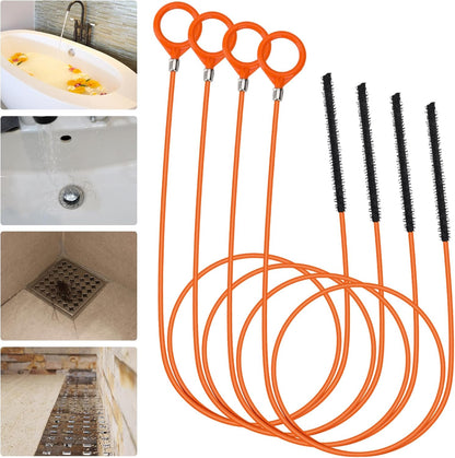 32 Inch Anti-break Metal Drain Snake, Hair Clog Remover, Drain Cleaner Tool with Nylon Coating Sink Snake, Drain Clog Remover for Shower, Bathroom Sink Tub (6 Pack)