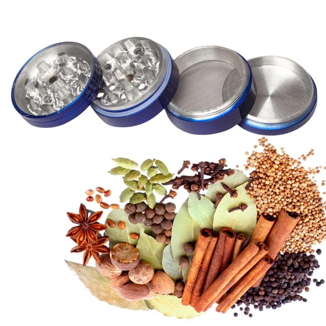 METIER Crusher 42mm Herb Grinder/Herb Crusher Spices with Honey Dust Filter 4 Parts Bong Accessories Classic Metal 42mm