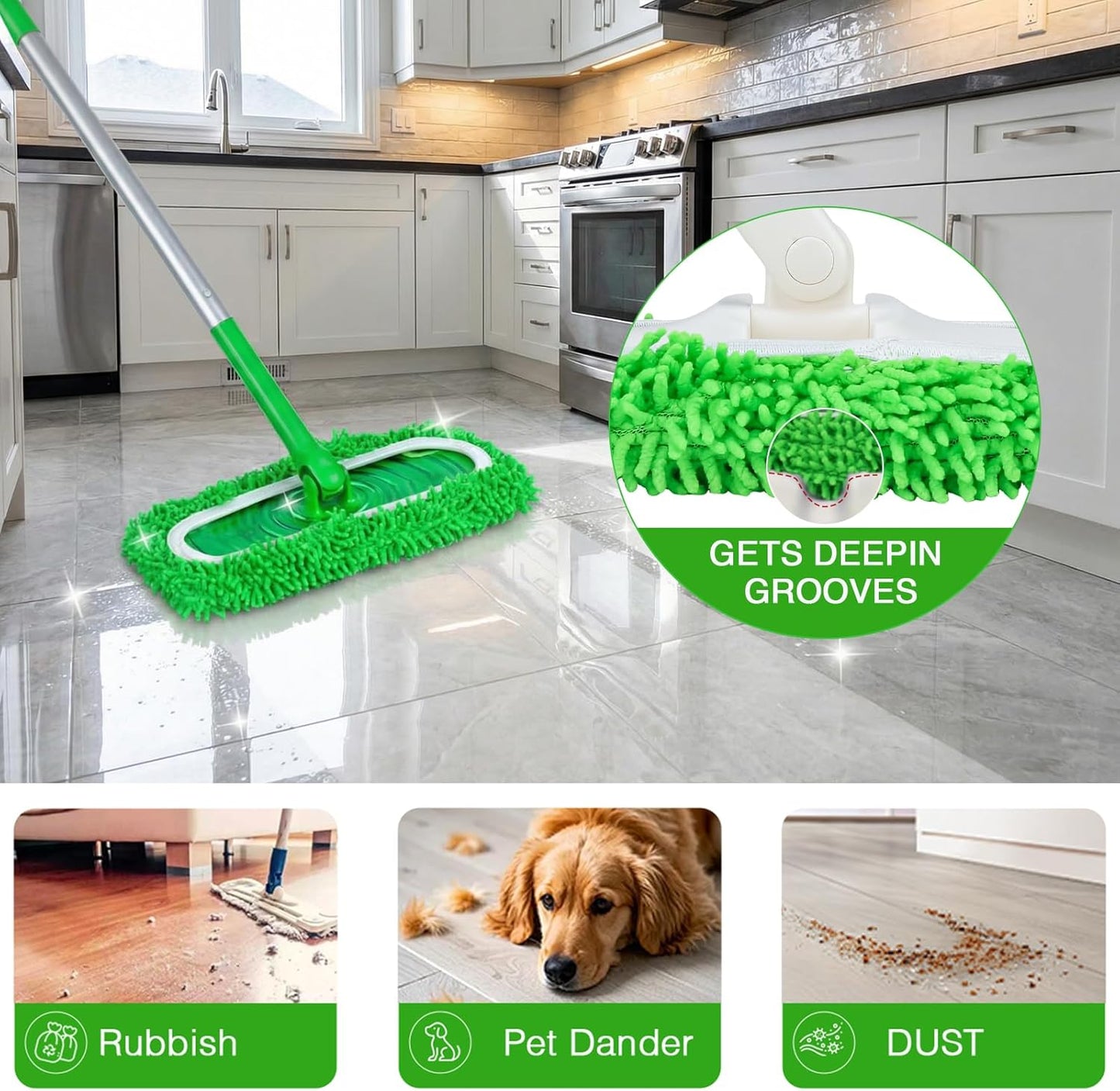 Mop Pads for Swiffer Sweeper Reusable Microfiber 5PCS Dry Wet Replacement Mop Pad Refills Sweeping Mopping Cloths for Floor Cleaning
