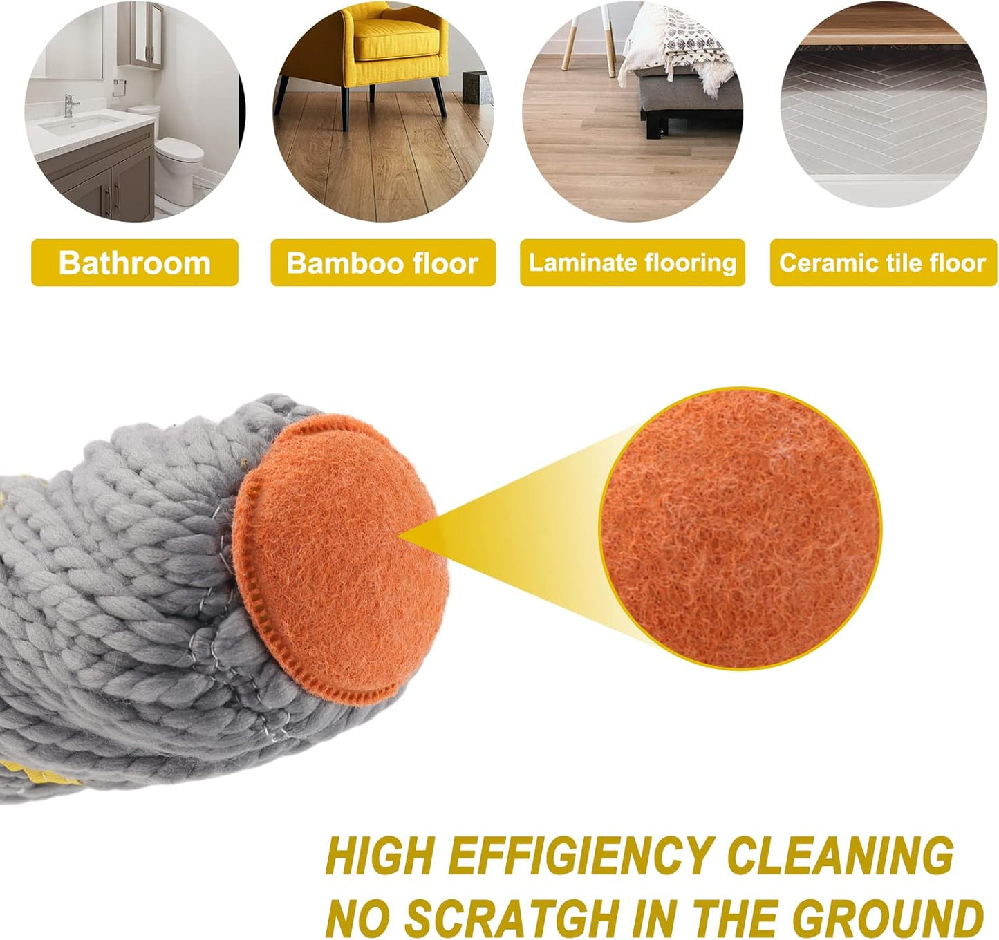 KeFanta Self-Wringing Twist Mop for Floor Cleaning, Long Handled Microfiber Floor Mop with Top Scouring Pad for Kitchen, Hardwood, Restaurant, Bathroom, Garages, Warehouses, Office,57-inch