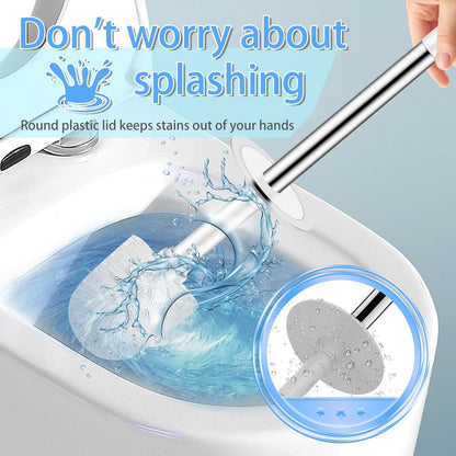 Toilet Brush and Holder Set, Compact Toilet Bowl Brush with Stainless Steel Handle, Hard Bristles, Drip-Proof, Easy to Assemble, Deep Cleaning White