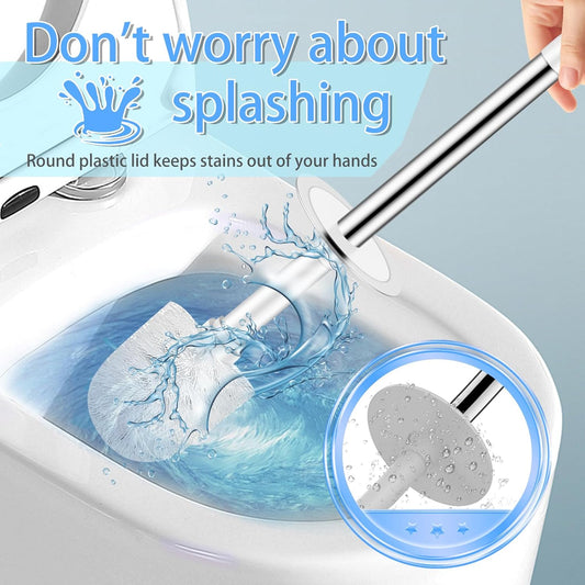 Toilet Brush and Holder Set, Compact Toilet Bowl Brush with Stainless Steel Handle, Hard Bristles, Drip-Proof, Easy to Assemble, Deep Cleaning White