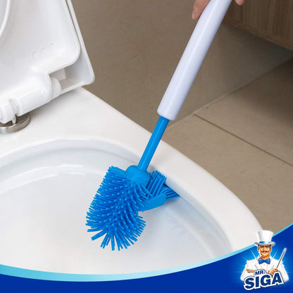 MR.SIGA Soft Bristle Toilet Brush with Holder, Gray & Black, 1Pack