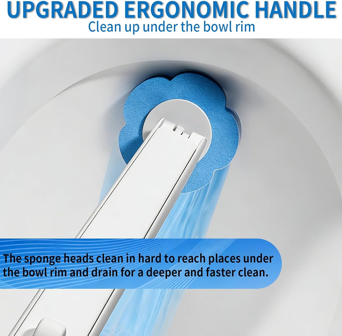 Disposable Toilet Brush Set with 24 Refill Heads | Hygienic Cleaning Wand & Holder Kit | Wall Mount or Stand, for Bathroom, Tub & Sink