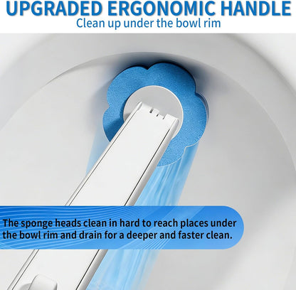 Disposable Toilet Brush Set with 24 Refill Heads | Hygienic Cleaning Wand & Holder Kit | Wall Mount or Stand, for Bathroom, Tub & Sink