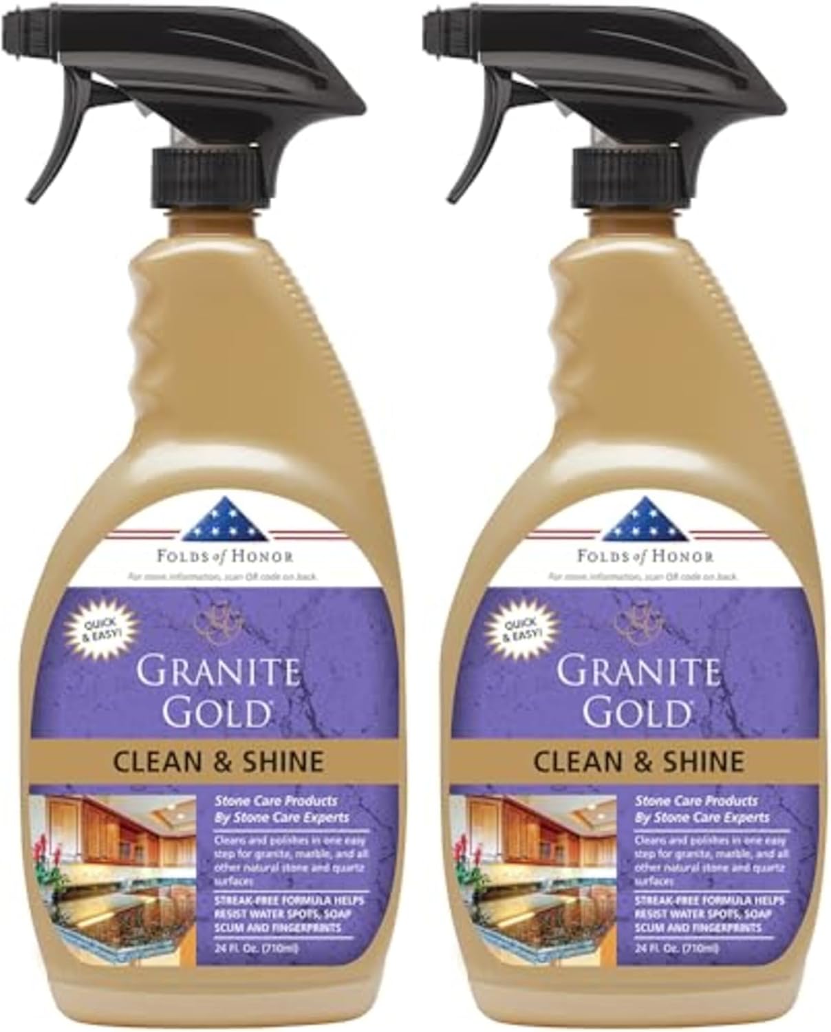Granite Gold Clean and Shine Spray-Streak-Free Deep Cleaning & Polishing of Granite, Marble, Quartz, 24 Fl Oz (Pack of 1)