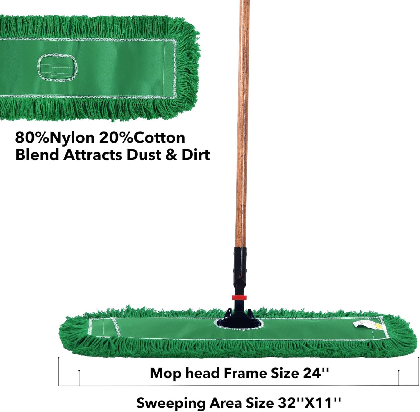 Matthew Cleaning 24'' Industrial Strength Cotton Dust Mop Refill Washable Replacement Heads for Residential & Commercial Use Fit Standard Dust Mop Frames, Hardwood, Laminate, Concrete Floors 3 Pack