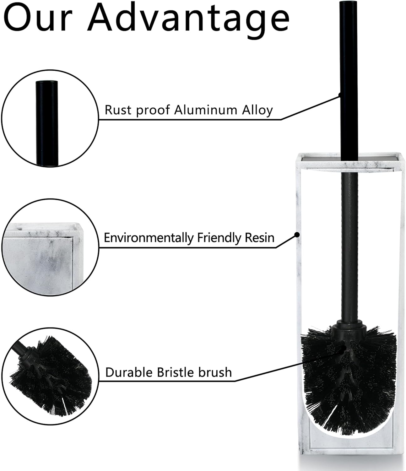 White Floral Branches Design Resin Toilet Bowl Brush and Holder Set, Elegant Bathroom Cleaning Tool with Durable Bristles, Compact and Functional