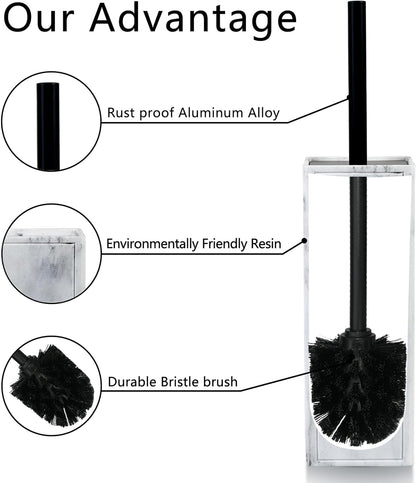 White Floral Branches Design Resin Toilet Bowl Brush and Holder Set, Elegant Bathroom Cleaning Tool with Durable Bristles, Compact and Functional