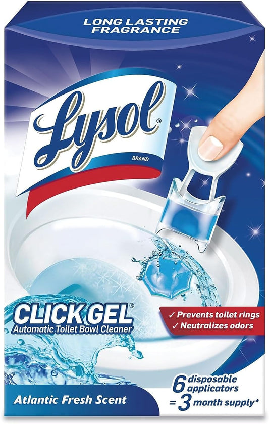 Lysol Click Gel Automatic Toilet Bowl Cleaner, Toilet Gel Stamp, Toilet Freshener, Bathroom Essentials, Refreshing Mango & Hibiscus Scent, 6 Count (Pack of 1)