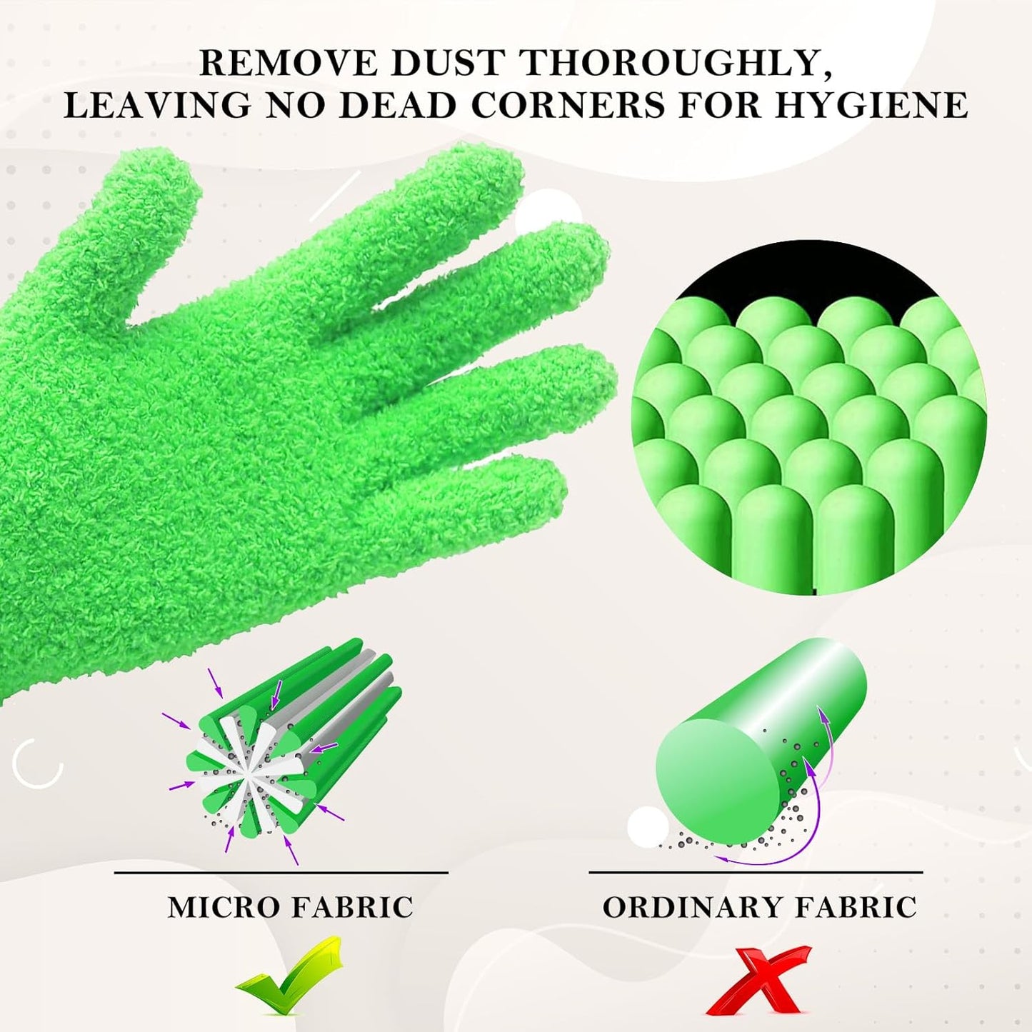 Evridwear Microfiber Plant Dusting Gloves Reusable Leaf Cleaning Glove for Houseplants,Blinds,Furniture and Small Objects