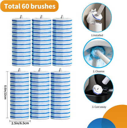 Disposable Toilet Brush - Toilet Bowl Cleaner, Toilet Cleaning Supplies, Toilet Brush with Holder, Toilet Bowl Cleaner Wands，40 Refills for Toilet Cleaning and Hygienic Bathroom Maintenance