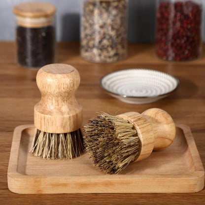 Nuenen 12 Packs Bamboo Dish Scrub Brushes Wooden Scrubbers Set Kitchen Dishwashing Scrubber with Natural Sisal Bristles for Iron Pot Pan Sink(Sisal)