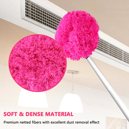 Ceiling Fan Cleaner Duster Reusable Microfiber Ceiling Fan Blade Cleaner Removable Duster with Extension Pole Adjusts 13 to 49.7 Inch for Cleaning Walls Bookshelves Furniture Door Window Top (Blue)