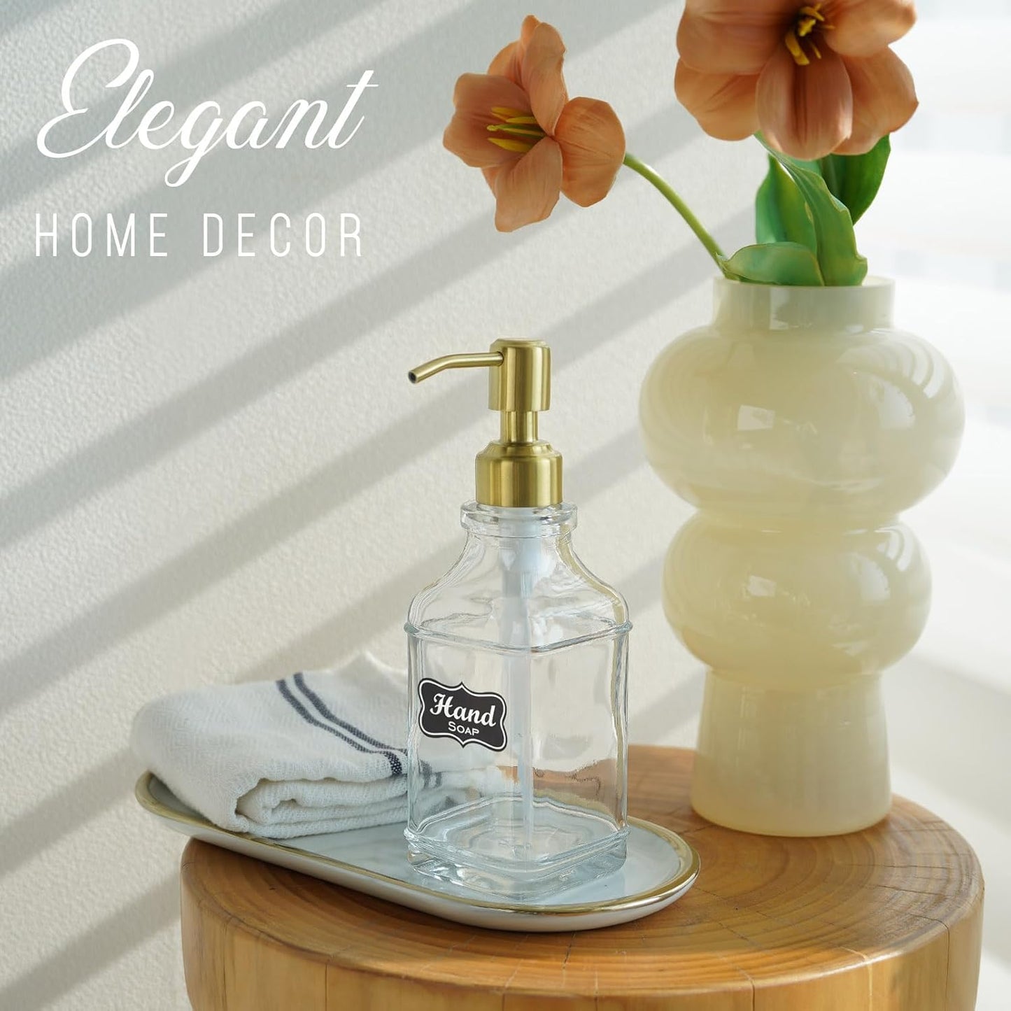 JASAI 2Pack Glass Soap Dispenser with Black Rust Proof Pump, Refillable Dish Soap Dispenser with for Kitchen and Bathroom.
