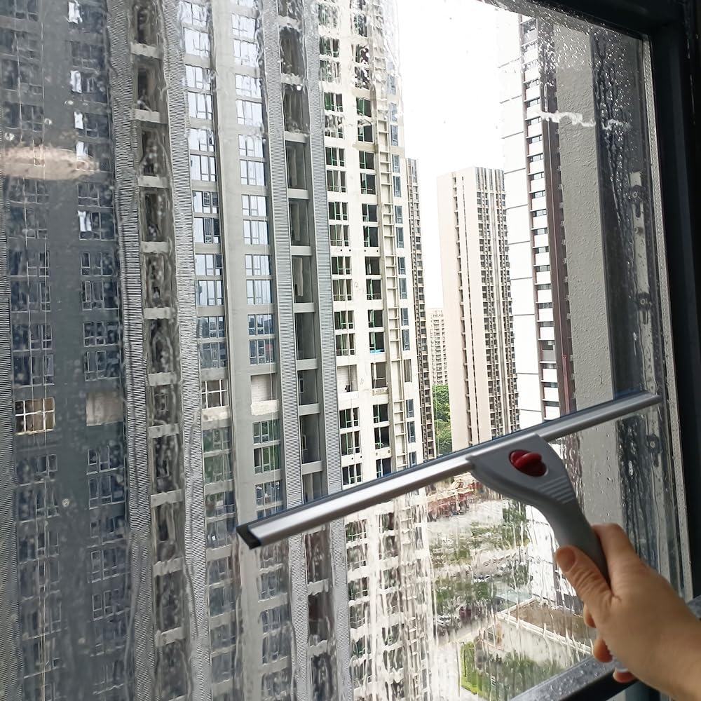 18" Heavy Duty Window Cleaning Squeegee Handheld Scraper for Glass Doors, Windows, Car Windshields (Black, 18IN/45CM)