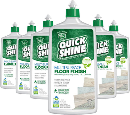 Quick Shine Multi Surface Floor Finish 64oz | Cleaner & Polish to use on Hardwood, Laminate, Luxury Vinyl Plank LVT, Tile & Stone | Safer Choice w/Clean Shine Technology | Shine-Protect-Refresh