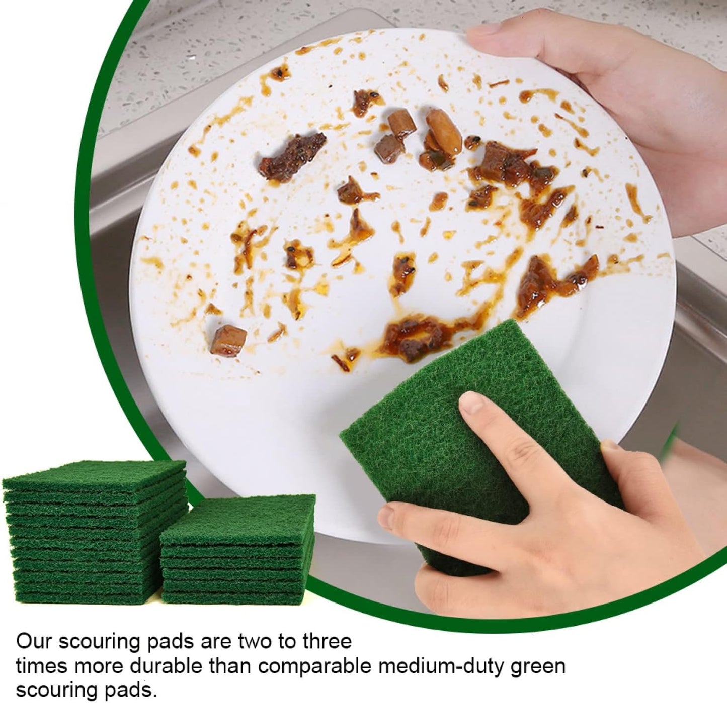YoleShy 40 Pcs Scouring Pad, Dish Scrubber Scouring Pads,4 x 6 inch Green Reusable Household Scrub Pads for Dishes, Kitchen Scrubbers & Metal Grills