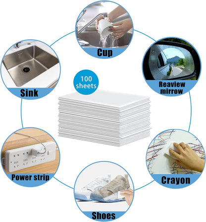 50PCS Magic Cleaning Sponge Eraser Sheets, Reusable Thin Nano Cleaner Pads Eraser Wipes for Kitchen Shoe Furniture Bathroom Shower Sink Hard-to-Reach Places