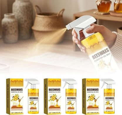 Beeswax Wood Polish Spray, Bees Wax Furniture Polish and Cleaner with Sponge & Towel, Wood Cleaner for Floors, Cabinets, Tables, Doors, Laminate and Finished Wood Surfaces, Citrus Scent, 120ML