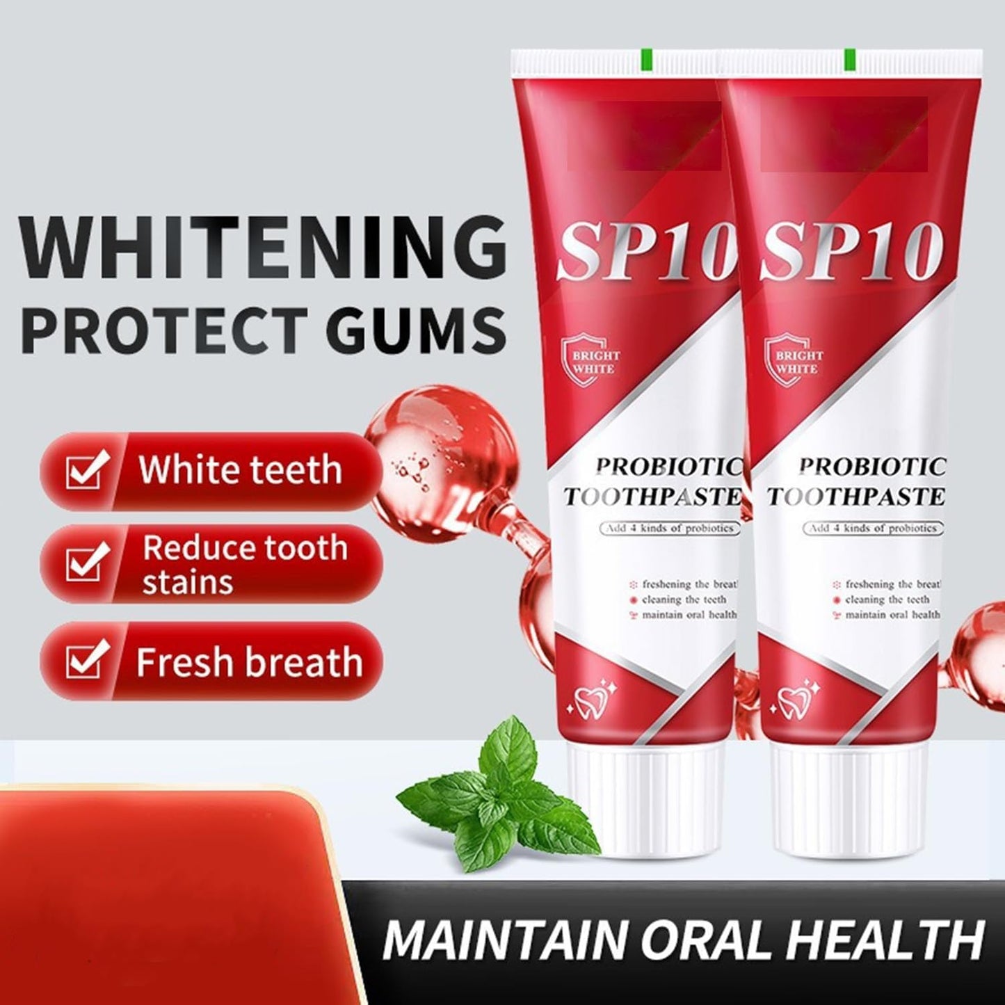 SP-10 Probiotic Toothpaste, SP-10 Ultra Whitening Deep Cleaning Care (2pcs)