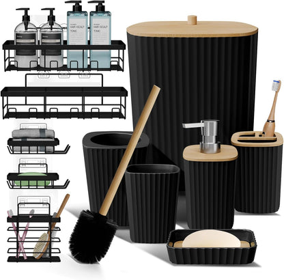 Clara Clark Bathroom Set - Sage Green Bathroom Accessories Set, 6PC Bathroom Accessory Set, Bathroom Sets with Toilet Brush, Trash Can & Soap Dispenser