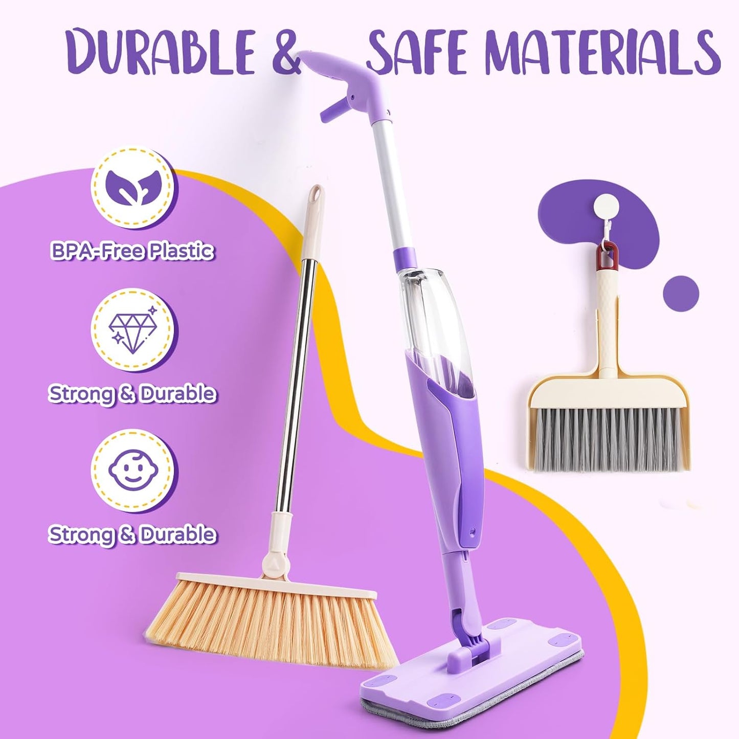 Toddler Spray Mop-Montessori Toys Mini Size Cleaning Mini Mop that Really Spray -Kid Pretend Play Toys Gift for Toddlers Girls Boys