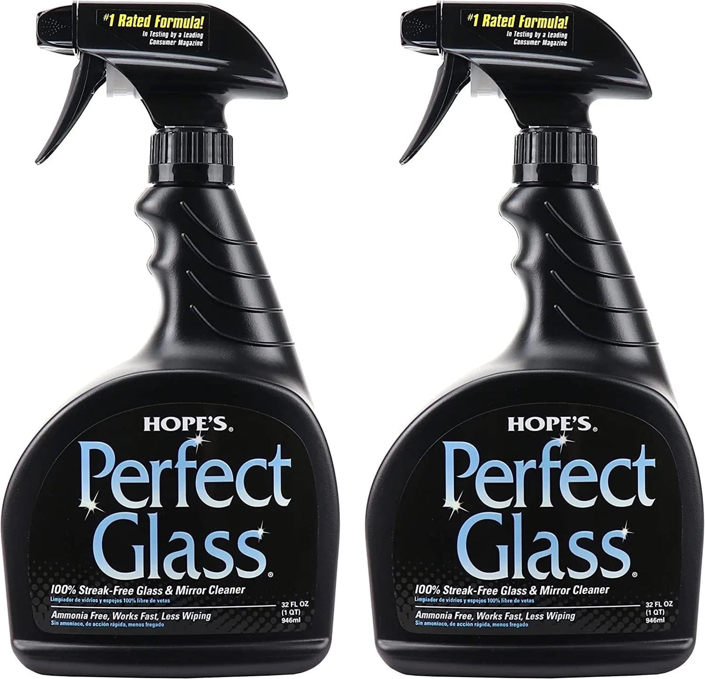HOPE'S Perfect Glass Cleaner Spray, Streak-Free, Ammonia-Free Window, Mirror, Screen, Tinted Glass, and Shower Door Cleaner, Indoor and Outdoor Glass Surfaces, 32 Fl Oz, Pack of 1