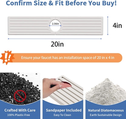 Stone Faucet Mat for Kitchen Sink, Water Absorbing Sink Water Splash Guard, Fast-Drying Kitchen Sink Faucet Mat, Durable Protector and Stone Drying Mat for Kitchen Counter & Bathroom Sink