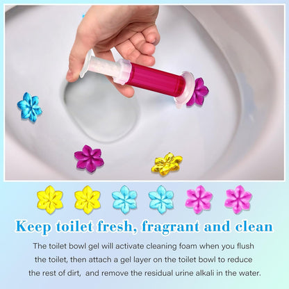 6 Pcs Toilet Gels 84 Count 1 Kind Flower Stamp Bowl Gel Scent Toilet Stain Removal Cleaner Air Freshener Flower Stamps Pack for Bathtubs Bathroom