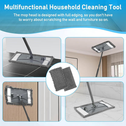 Wall Cleaner Mop with Long Handle, Wall Dust Cleaning Mop for Washing Walls with 2 Microfiber Reusable Pads,Floor Dry Wet Dust Mops for Wall Washer, Floor,Ceiling Cleaner