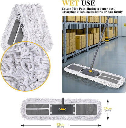 Mops for Floor Cleaning, Masthome Flat Dust Mop with 4 Reusable Pads, 2-Sided Microfiber Dust Mop for Wet & Dry Use, Flat Flip Mops for Hardwood, Laminate, Vinyl,Kitchen, Tile -1 Scraper