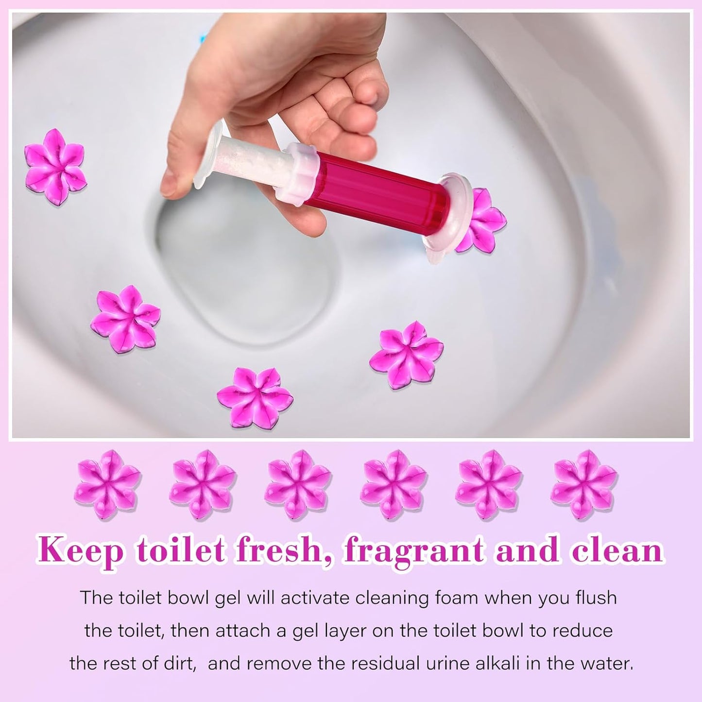 6 Pcs Toilet Gels 84 Count 1 Kind Flower Stamp Bowl Gel Scent Toilet Stain Removal Cleaner Air Freshener Flower Stamps Pack for Bathtubs Bathroom
