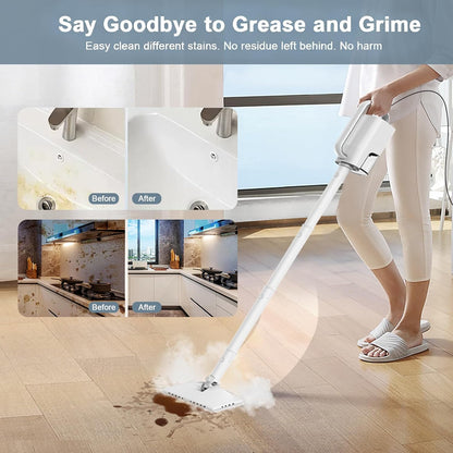 Steam Cleaner, 6 in1 Rotated Steam Mop Cleaner with 2 Modes, 2 Microfiber Pads, 400ML Removable Tank, 23FT Power Cable, Detachable Steam Mops for Floor, Laminate Floor, Tiles Cleaning (Azure)