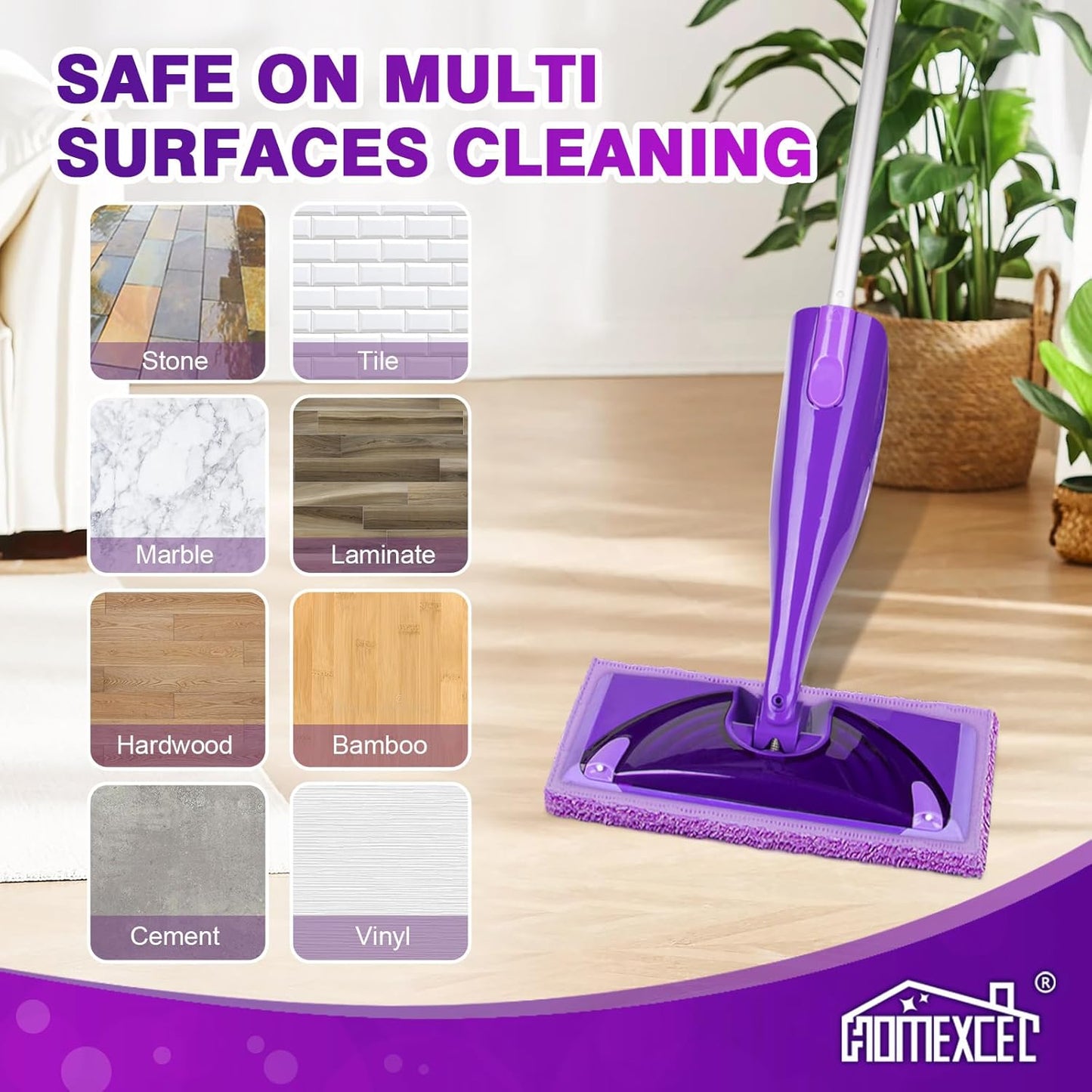 HOMEXCEL Microfiber Pads Compatible with Swiffer Wet Jet-15"x5.5", Reusable Pad Refills, Machine Washable Replacements for Multi Surface Wet & Dry Floor Cleaning, 8 Pack