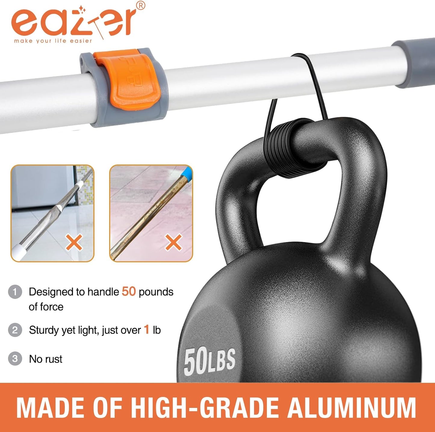 Eazer 2-in-1 Window Cleaner Tool, 64'' Window Squeegee for Home, Window Cleaning Squeegee Kit with Telescopic Pole, Window Washing Kit with Rotatable Bendable Head(Threaded + Telescopic) - EAW01
